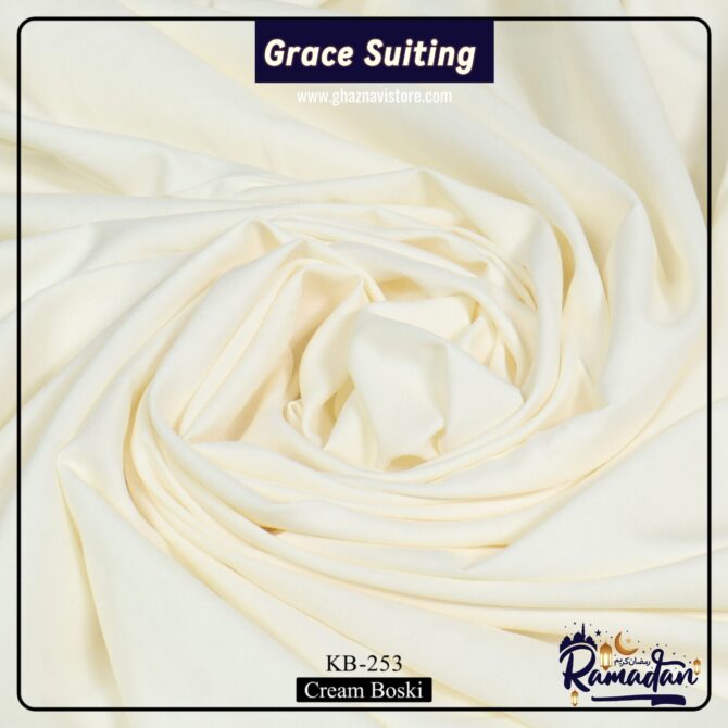 Grace Suiting - Wash N Wear With Box Packing - Cream Boski