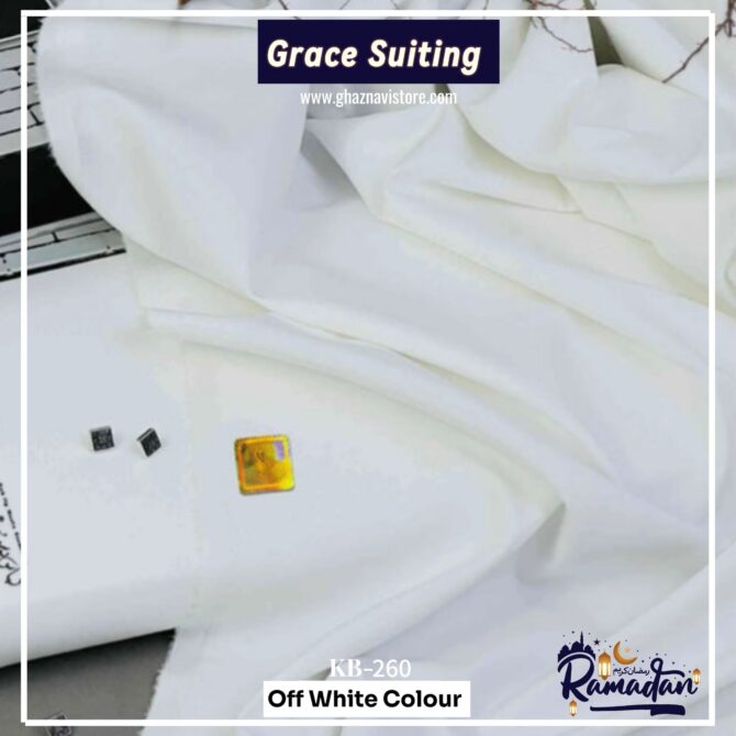 Grace Suiting - Wash N Wear With Box Packing - Off White